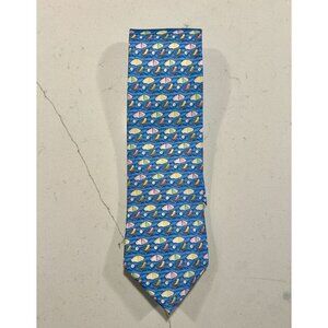 The Tie Bar Men's Beach Print 100% Silk Necktie in Blue